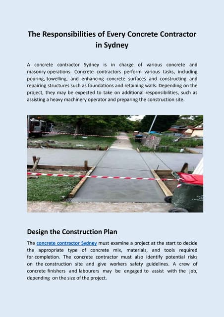 The Responsibilities of Every Concrete Contractor in Sydney.ppt