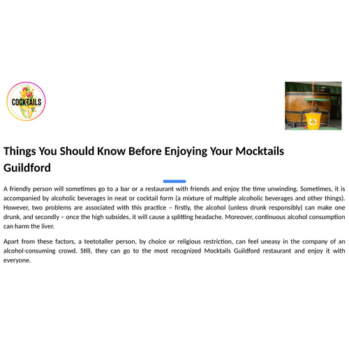 Things You Should Know Before Enjoying Your Mocktails Guildford
