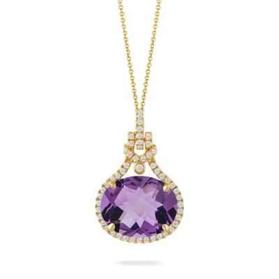 Amethyst and 3/20ctw Diamond Halo Yellow Gold Pendant Profile Picture