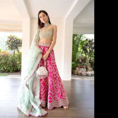 Meadow Pink and Mint Mirrorwork Lehenga Set Profile Picture